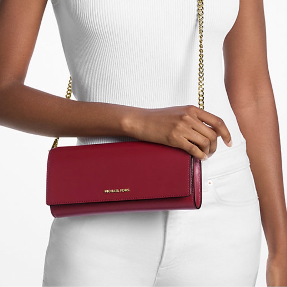 MICHAEL KORS Jet Set Md Leather Flap Clutch Crossbody Shoulder Bag Wallet
Cherry - Picture 16 of 16